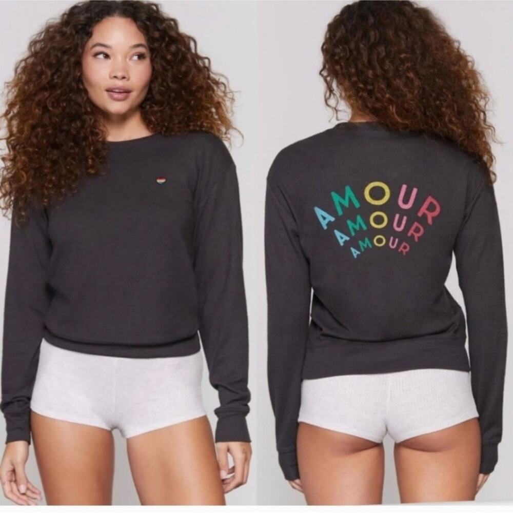 Spiritual Gangster Amour Savasana Sweatshirt Grey Long Sleeve Love Valentines